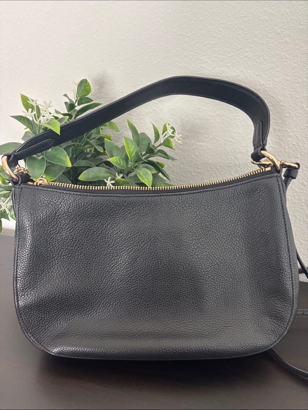 Coach Black Leather Shoulder Bag with Gold Accents NWOT - Picture 5 of 9